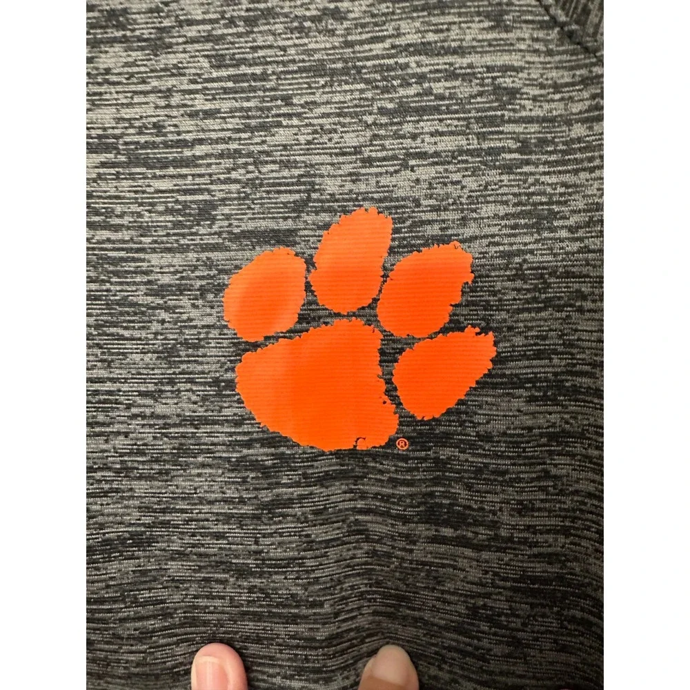 Colosseum Clemson Tigers Mens Large Quarter Zip Pullover Charcoal Orange Heather
